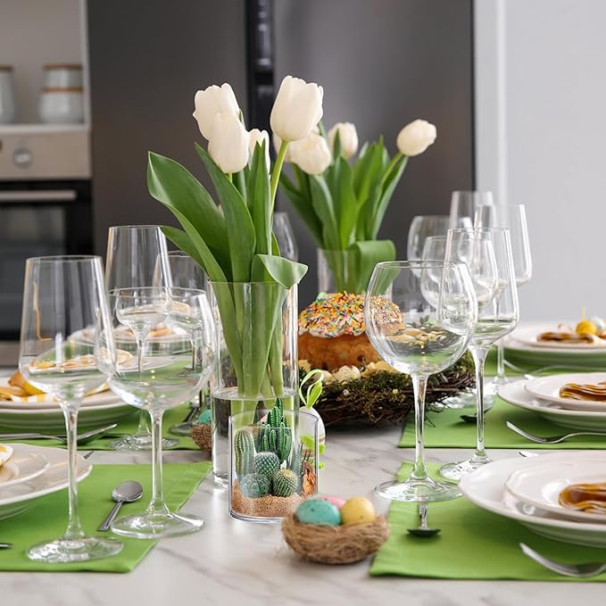 24 Pack Glass Cylinder Vases 4,6,8,10 Inch Tall Clear Flower Vase Hurricane Floating Candle Holder for Table Centerpiece Wedding Home Decor