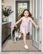 LUMI Indoor Door Mat 24"x36", Ultra Thin Low Profile Non-Slip Doormat for Home Entrance, Absorbent & Stain-Resistant Welcome Mats, Washable Entryway Mat for Front Door, Patio, Porch, Khaki