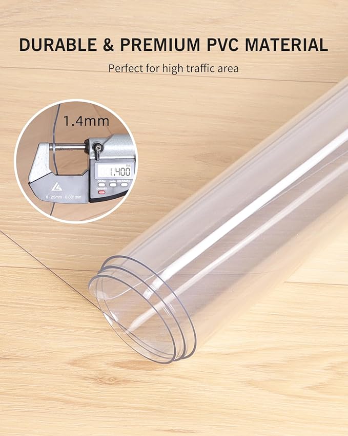 Area Mat for Hard Floor, 6'×9' Transparent PVC Area Rug for Home, Waterproof No Smell Protector for Dining Room, Large Durable Mats for Rolling Chair, Kitchen, Living Room, High Traffic Area