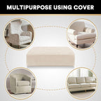PrinceDeco Stretch Velvet Couch Cushion Cover,Soft Fitted Cushion Slipcover for Chair Cushion Furniture Protector Seat Cushion Sofa Cover Width Up to 29.5", Ivory