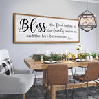 Bless the Food Before Us, the Family Beside Us, and the Love between us Framed Wall Art for Dining Room, 40''×15'' Holy Positive Religious Rustic Bible Verse for Christian God Jesus Christ Prayer