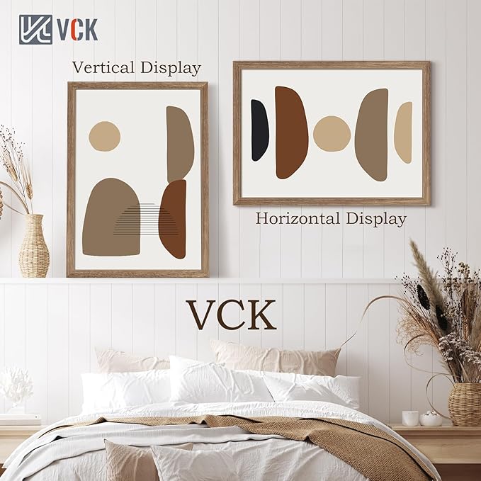 VCK 20x28 Picture Frame 3 Pack - Brown Walnut, Natural Textured Solid Wood Picture Poster Frame, Wall Gallery Frame