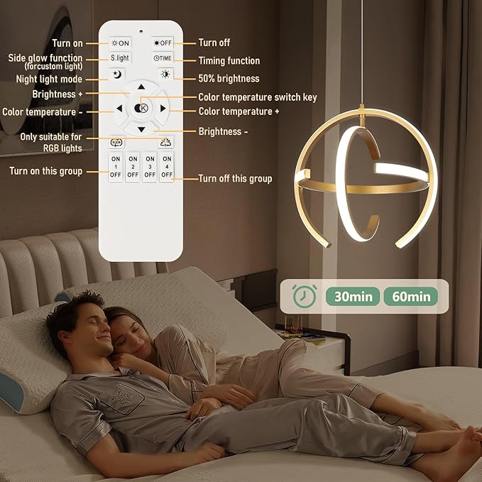 Modern Gold Dimmable LED Chandelier, 13 Inch Brushed Metal Globe Pendant Lights, Hanging Ceiling Light Fixture for Kitchen Island Living Room Room Dining Bedroom Hallway Entryway Foyer (3-Pack)