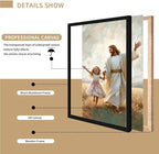 XWNLTEPK Dancing Day Christian Painting Jesus With Girl Christian Wall Art Bible Jesus Dancing With Little Girl Print Canvas Wall Art Poster