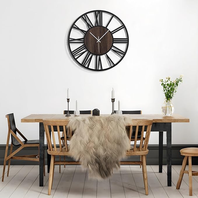 Large Wall Clock for Living Room Decor, 14 Inch Non Ticking Silent, Battery Operated Modern Vintage Oversized Wall Clock for Bedroom Kitchen