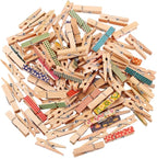 DECORA 3.5cm/1.38in Colorful Painted Wood Clothespin 100 Pieces for Photo Clips Scrap Booking Crafts Gift Wrapping