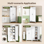 Letaya Storage Cabinet,75" H Metal Kitchen Pantry Cabinets with Doors and Adjustable Shelves,Pantry Organizers for for Cupboard/Office/Garage Room,White