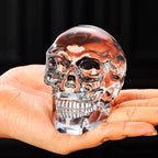 Crystal Halloween Skull Skeleton Decor with Gift Box, Glass Skull Gifts for Men Home Decorations, Art Glass Day of The Dead Skull Halloween Paperweights Collectibles (Black)
