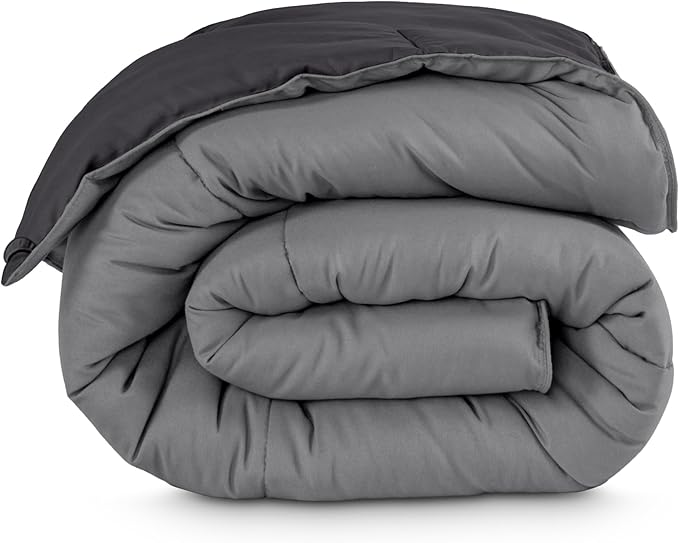 Bare Home Queen Comforter - Reversible Colors - Goose Down Alternative - Ultra-Soft - Premium 1800 Series - All Season Warmth - Bedding Comforter (Queen, Grey/Forged Iron Grey)