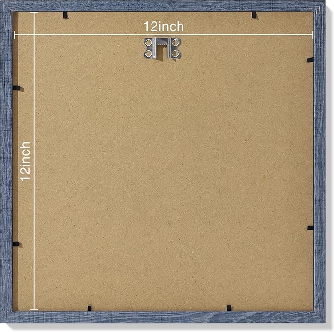 Vittanly 12x12 Picture Frames Set of 9, Shatter Resistant Plexiglass, Display 8x8 Pictures with Mat or 12x12 without Mat, Photo Frames for Wall Mount, Engineered Wood, Navy