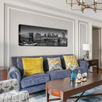 Biuteawal - Black and White Brooklyn Bridge Canvas Wall Art New York City Picture Print Manhattan Night Skyline Painting on Canvas Modern Home Office Wall Decoration Ready to Hang