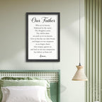 FZMHASLWW Our Father Prayer Wall Decor 24"X16" Bible Verse Scripture Inspirational Quotes Sign Christian Large Wood Framed Wall Hanging Art (Black
