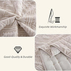 Yvooxny 3-Piece Quilt Set Queen Size Velvet Embroidery Quilted Bedspread Coverlet Set Bedding Set with Pillowcases for All Seasons, White, 98 * 90 Inches