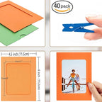 Colorful Paper Photo Frame 30 Pcs DIY Creative Retro Kraft Paper Polaroid Films Hanging Album Frame with Mini Clips and Hemp Ropes for Home Dorm Office 6 inch 10 Colors