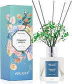 Airkeep Reed Diffuser Set,3.38 fl oz (100 ml) - Cinnamon Vanilla Oil Diffusers with 8 Reed Sticks, Home Fragrance Reed Diffuser for Bathroom Shelf Decor