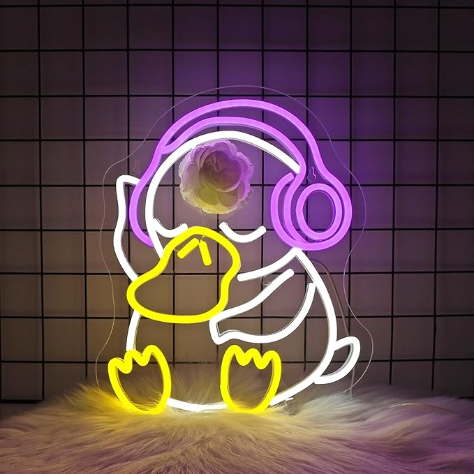 Neon Sign - Duck LED Neon Signs for Wall Decor, Cute Animal Light Up Sign for Bedroom, Party, Bar, Game Room & Kids Room Decor