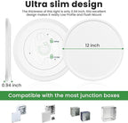 hepside 12Inch Flush Mount Light Fixture White, 28Watt, Dimmable & 3000K-4500K-6000K 3 Color Selectable Flush Ceiling Light Fixture 3200LM Low Profile Ceiling Light for Kitchen Bedroom Hallway Porch