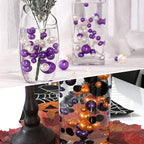 200PCS Purple White Faux Pearls Beads for Centerpiece Vases, Vase Filler Faux Pearls, No Holes Filler Beads for Party Anniversary Birthday Wedding Table Decor, 10/14/20/30mm