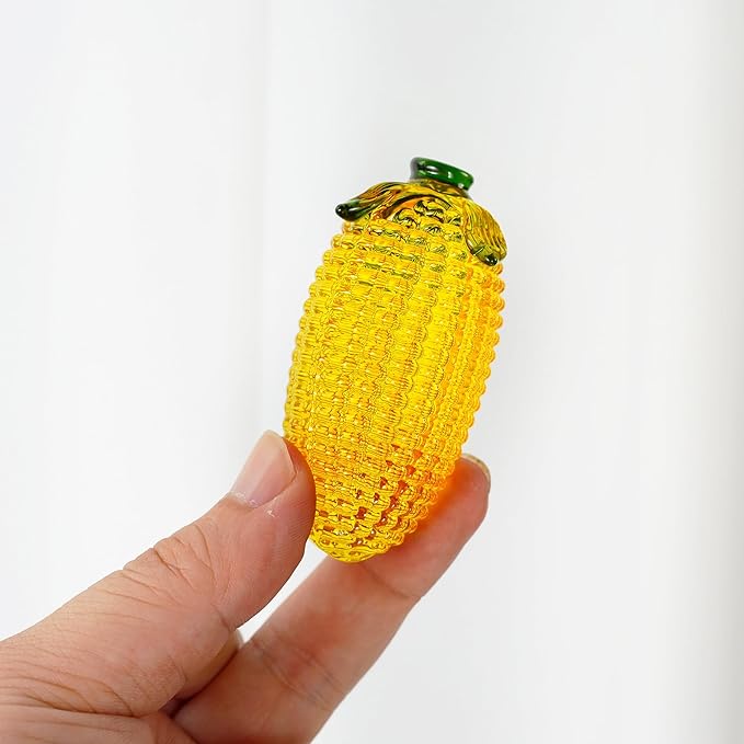Glass Corn Figurine Decor for Tabletop Centerpiece Art Glass Corn Paperweight Decorations for Home Kitchen Office Desk