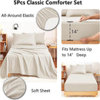 CozyLux Twin XL Comforter Set Beige - 5 Pieces Twin Extra Long Bed in a Bag for College Dorm, All Season Bedding Set for Girls and Boys, Soft Bed Set with Comforter, Sheets, Pillowcase & Sham