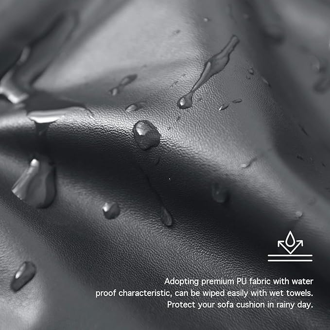 Yates Home PU Leather Couch Sofa Cushion Slipcover Water-Proof Elastic RV Seat Covers Loveseat Slip Cover for Settee Seater Replacement in Living Room（3 Piece Large Sofa Cushion Covers, Gray