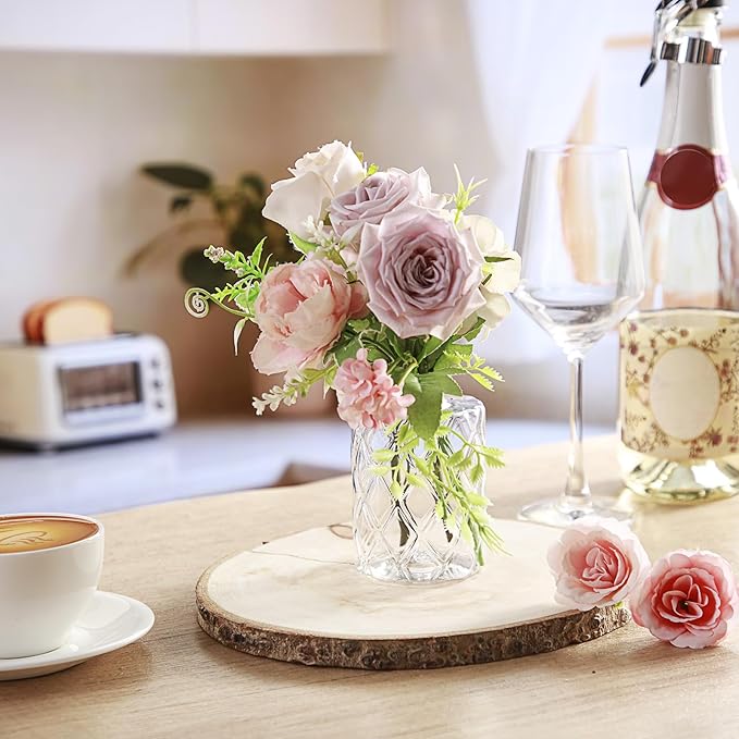 Honeydak Set of 24 Plastic Bud Vases, Vintage Decorative Mini Flower Vases Bulk for Table Centerpieces, Wedding Reception, Home Decor, Housewarming Gifts(Geo-Diamond)