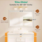 TokeShimi 48x30 Frameless Bathroom Mirror Rectangle, Tempered Beveled Mirror for Bathroom Vanity with 1" Beveled Edge, Shatterproof Modern Wall Mirrored for Living Room, Entryway, Restroom