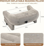 Luxspire Reading Pillow for Gaming, Extra Large Reading Pillows for Sitting in Bed Adult, Inflatable Portable Gaming Pillow, Lap Desk Pillow for Playing Steam Deck Switch, Gray