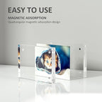 Acrylic 4x6 Picture Frames 4 Pack, Magnetic Photo Picture Display Frames 6 x 4, Double Sided Frameless Desk Picture Frames for Office, UV Protection