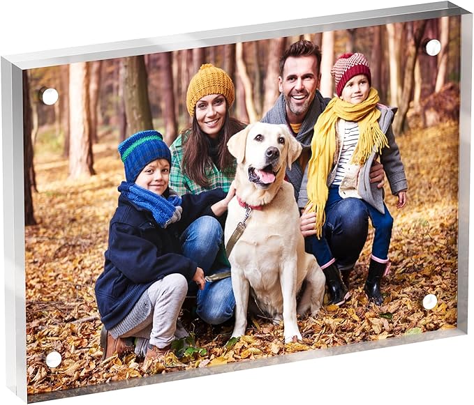 3.5x5 Acrylic Picture Frame 1 Pack, Clear Freestanding Double Sided Frameless Magnetic Photo Frames, Desktop Display Decor Gift