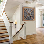 Oakrain Rustic Large Wall Clock, Classic Vintage Hanging Clock, Silent Non-Ticking Square Wall Clock for Living Room Bedroom Office, Numeral, Brown, 27''x29''