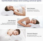 Cervical Pillow for Neck Pain Relief, Neck Pillow for Sleeping Neck and Shoulder Pain, Orthopedic Sleeping Pillow for Adults Kids, Ergonomic Contour Memory Foam Pillow