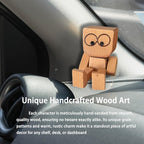 Shaking Wooden Man Figurine, Shaking feet Wooden Doll, Shake Your Feet Happily Wood Toy, Handmade Car Dashboard Decorations, with 12PCS Magnetic Expressions