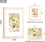 upsimples 8x10 Picture Frame, Natural Solid Wooden Picture Frames, Display 5x7 with Mat or 8 x 10 Without Mat, Wall or Tabletop, 1 Pack, White