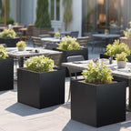 Galvanized Steel Planter Box Black Metal Planter Large Square Indoor Outdoor Planters Cube Steel Heavy Duty Flower Pot 26Inch Powder Coating Modern Commercial Residential for Patio, Deck, Yard, Garden
