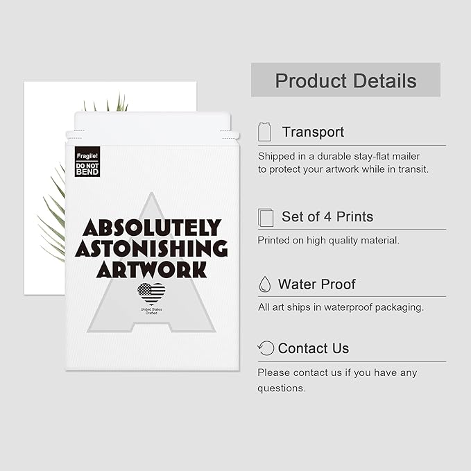 SIGNWIN Poster Bathroom Decor, Wall Art Room Decor Multicolor for Living Room, Bedroom, Office Green Pastel Banana Palm Monstera Leaf Nature Wilderness Plant Art Floral Botanical - 12"x16"x4