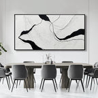 Large Framed Abstract Wall Art 29"x58" Black and White Contemporary Line Canvas Neutral Wall Decor for Modern Living Room Office Bedroom