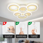 Modern LED Ceiling Light,Dimmable 3000K-6500K 3 Colors Flush Mount Ceiling Lights Fixtures 6 Rings 139W Remote LED Ceiling Lighting for Living Room,Dining Room,Kitchen,Bedroom,Office