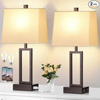 23.5" Touch Control Table Lamps, Metal Bedside Lamp for Bedroom Set of 2 with USB A+C Ports & AC Outlet, 3-Way Dimmable Nightstand Lamp for Living Room (LED Bulb Included)