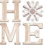 Farmhouse Home Signs with Windmill Clock Wall Decor Rustic Home Letters Wall Art for Living Room Kitchen Entryway Dining Room Bedroom (water-white)