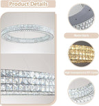 Dia 40" Modern Chandelier Ring Crystal Chandelier Adjustable Height Luxury Crystal Pendant Ceiling Light Fixture for Dining Living Room Bedroom