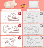 Cervical Pillow for Neck Pain Relief, Memory Foam Pillow for Sleepin, Ergonomic Contour Pillows, Orthopedic Pillow with Washable Pillowcase, for Side Back Stomach Sleepers (Pink)