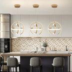 Modern Gold LED Chandelier, Dimmable Metal Brushed Globe Pendant Lights, Hanging Ceiling Light Fixture for Kitchen Island Living Room Room Dining Bedroom Hallway Entryway Foyer 13 Inchs