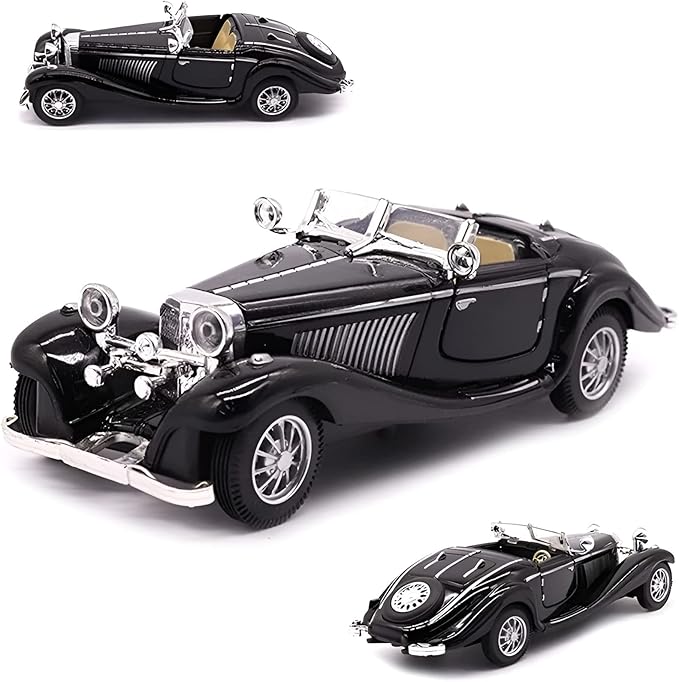 1:28 Scale Pullback Diecast Metal Antique Classic Model Cars Collectible Toy Gifts (Black,Length 6.5in/16.8cm)