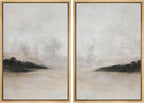 SIGNFORD Framed Canvas Print Wall Art Set Misty Horizon Soft Neutral Toned Landscape Illustration Modern Art Decorative Nordic Nature for Living Room, Bedroom, Office - 16"x24"x2 Natural