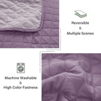 Exclusivo Mezcla Reversible Twin Quilt Bedding Set with Pillow Sham, Lightweight Quilts Twin Size, Soft Bedspreads Bed Coverlets for All Seasons - (Dusty Lavender, 68"x88")