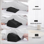 BALAPET 3-in-1 Adjustable Height Wedge Pillow, 7" Height Leg Knee Pillow for Side Sleepers & Aligns Spine, Supportive Bolster Pillow for Pregnancy Relieves Pressure Hip Leg Elevation, 22", Black