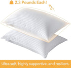 Oubonun Standard Size Pillows Set of 2 - Fluffy & Supportive Down Alternative Pillows with Zippered Cotton Cover - Breathable and Cool for All Sleeping Positions - Machine Washable - 20"x26"