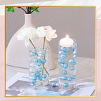 300Pcs Vase Filler Lightblue No Hole Faux Pearl Beads for Vase Filling Decorations, Candle Centerpieces, Wedding Centerpieces, Home Party Decor (8/14/20mm)