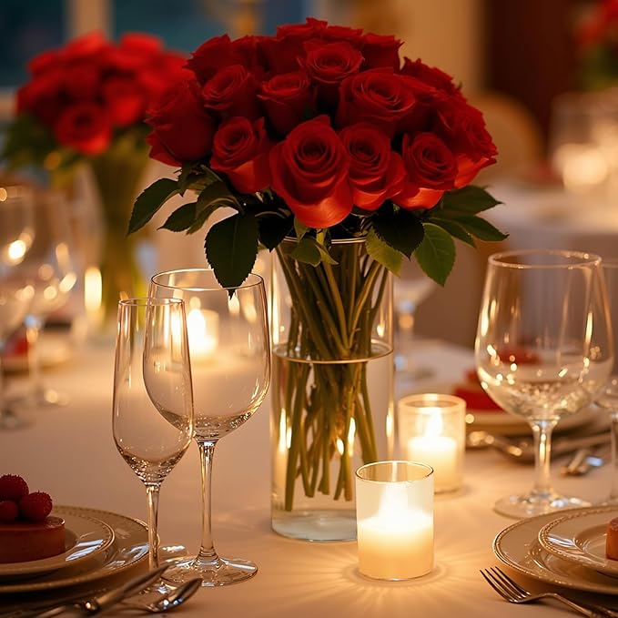 4 Pack Glass Cylinder Vases, 4,6,8,10 Inch Tall Clear Flowers Vases for Centerpieces, Floating Candles Vase,Hurricane Glass Candle Holders Vase for Wedding Home Tables Decor